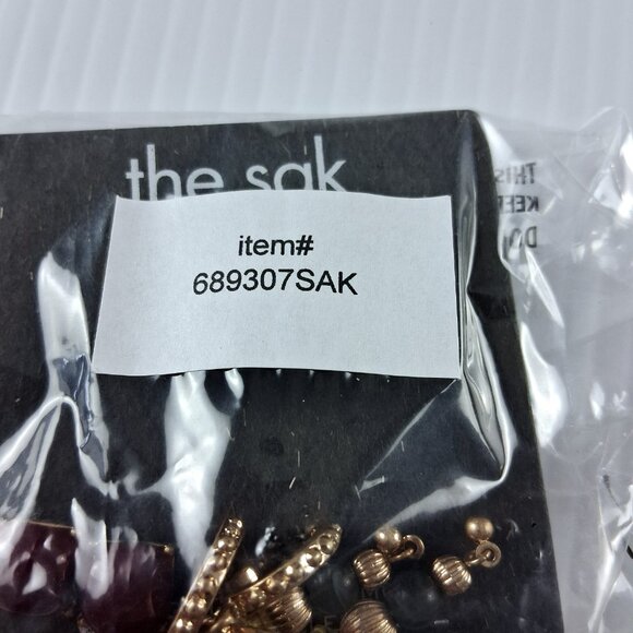 The Sak Gold Tone Beaded Earrings Set of 3 Studs Hoops Dangle Fashion Jewelry - Picture 3 of 3